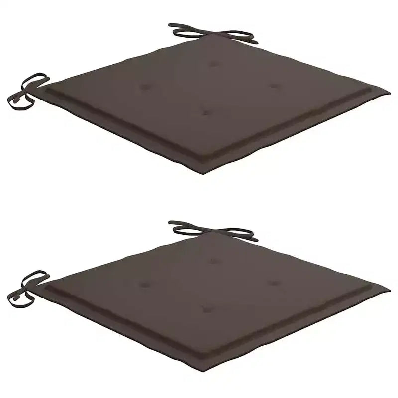 vidaXL Lot de 2 chaises de jardin pliantes en bois d'acacia massif avec coussins taupe – Sièges d'extérieur durables en teck pour jardins, patios, terrasses et cafés