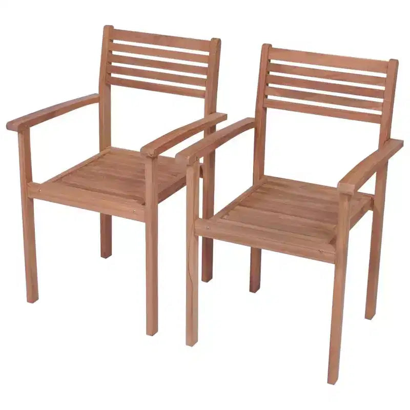 vidaXL Chaise de jardin lot de 2 bois de teck massif teck standard empilable