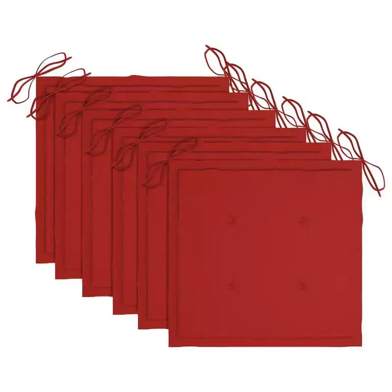 vidaXL Chaises de jardin empilables en teck massif avec coussins - Lot de 6, Montage facile, Assise extérieure confortable, Résistantes aux intempéries et durables