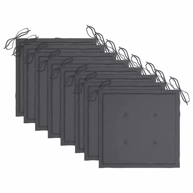 vidaXL Chaises de jardin empilables avec coussins - 8 pièces, bois de teck massif, adaptées pour la maison, le bureau, le bar, le café, l'extérieur, rangement facile, anthracite