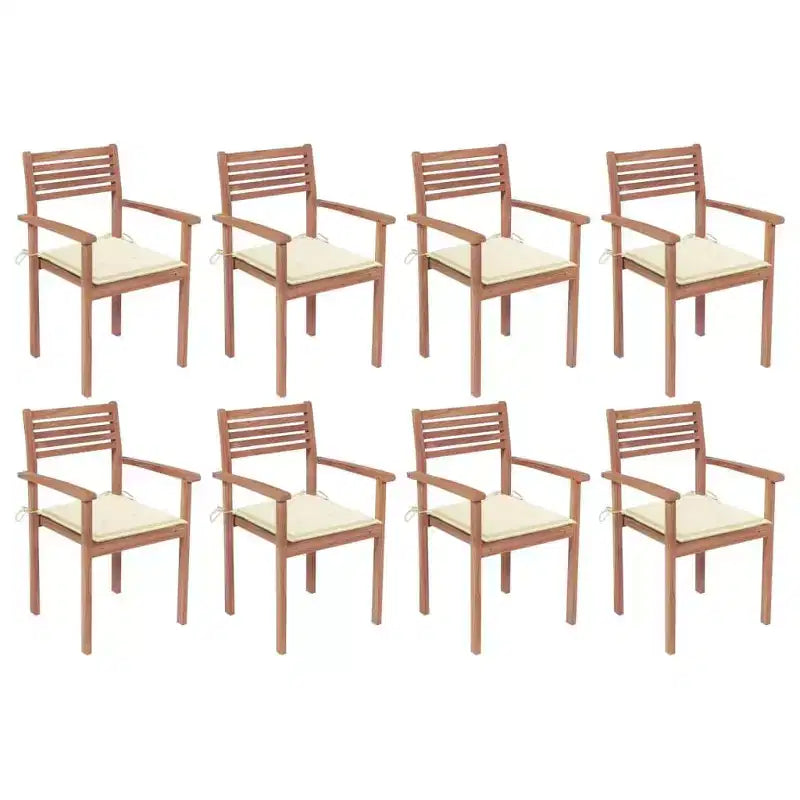 vidaXL Lot de 8 chaises empilables en teck massif naturel