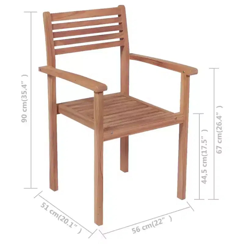 vidaXL Lot de 8 chaises empilables en teck massif naturel