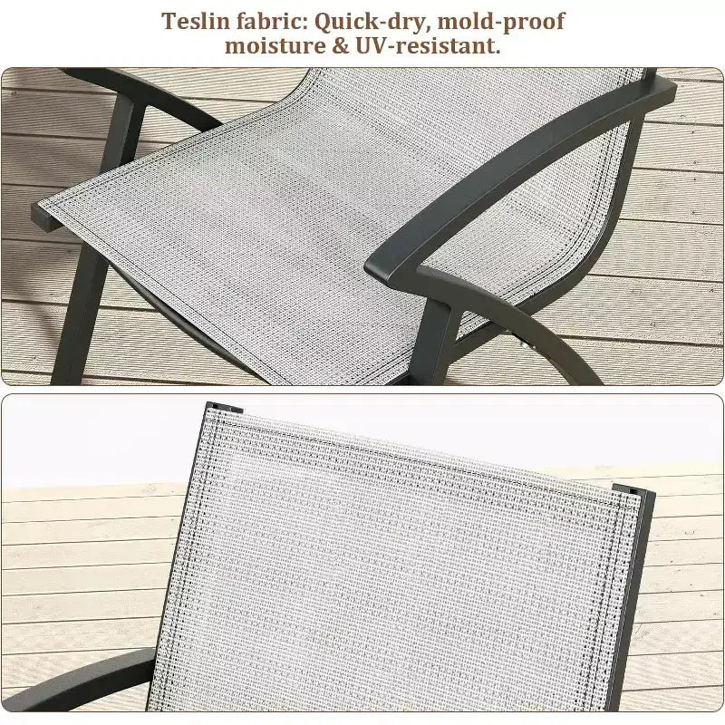 Chaises de salle à manger d'extérieur en aluminium avec maille textilène à séchage rapide, soutien ergonomique pour terrasse, bord de piscine