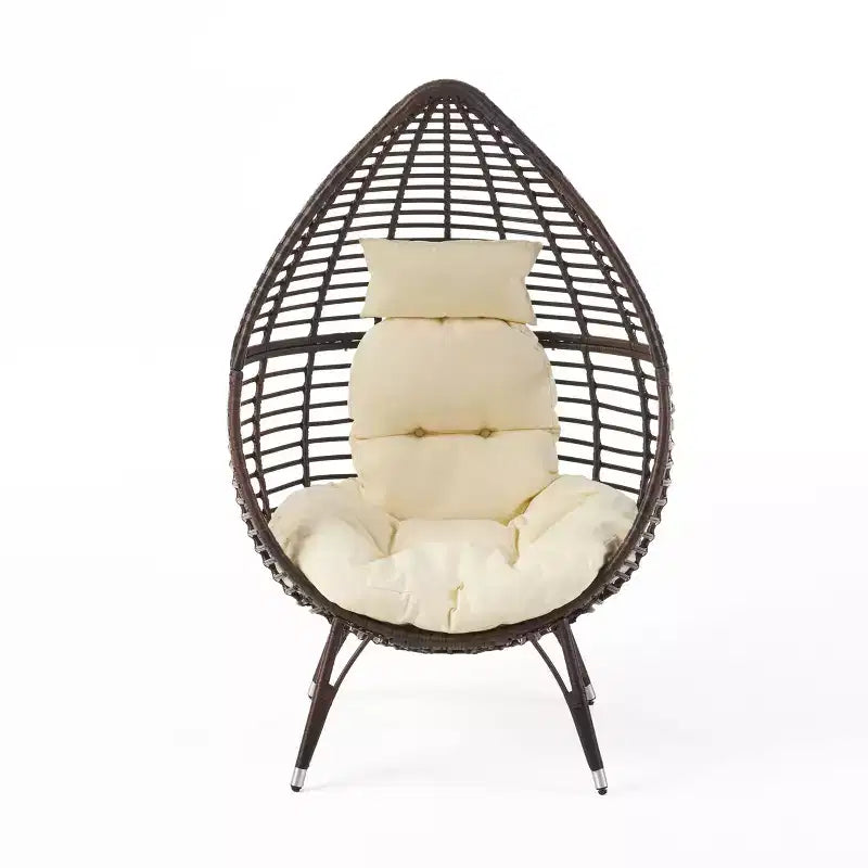 Fauteuil de salon GDFStudio Jeffrey en osier et fer avec coussin résistant à l'eau