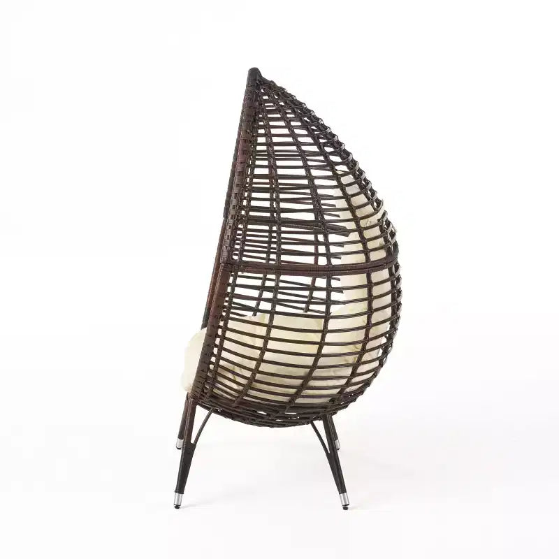 Fauteuil de salon GDFStudio Jeffrey en osier et fer avec coussin résistant à l'eau