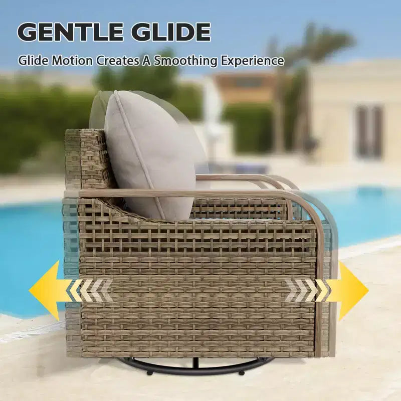 Chaise berçante EAGLE PEAK, fauteuil pivotant à bascule, mobilier de jardin en rotin, 1 chaise
