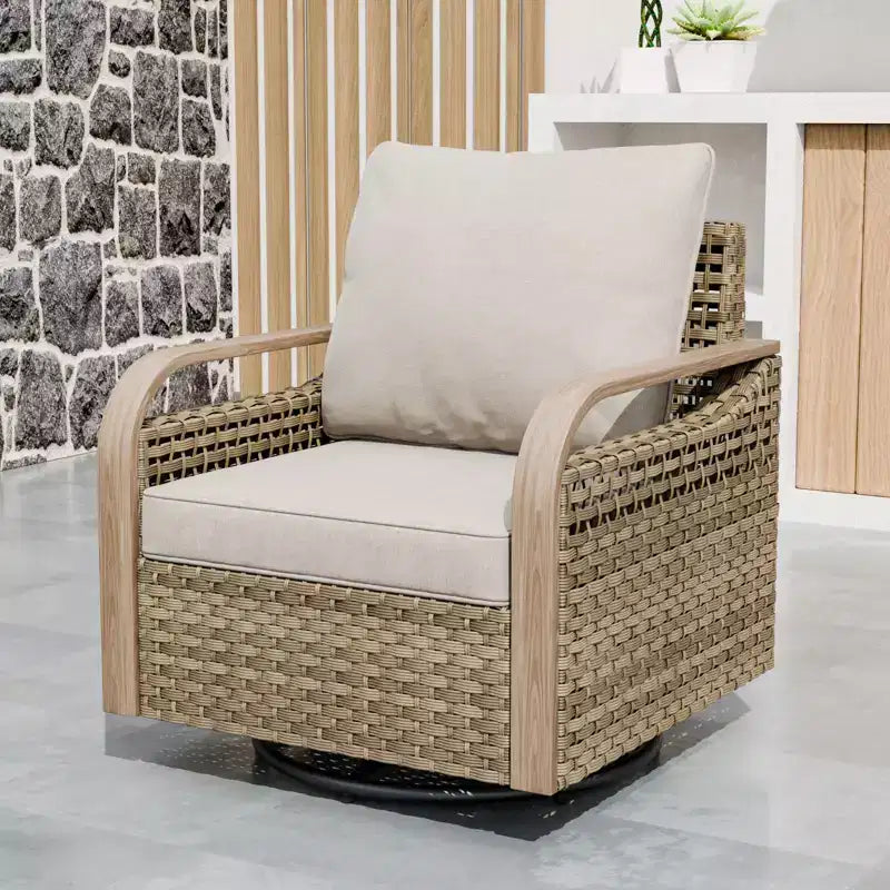 Chaise berçante EAGLE PEAK, fauteuil pivotant à bascule, mobilier de jardin en rotin, 1 chaise