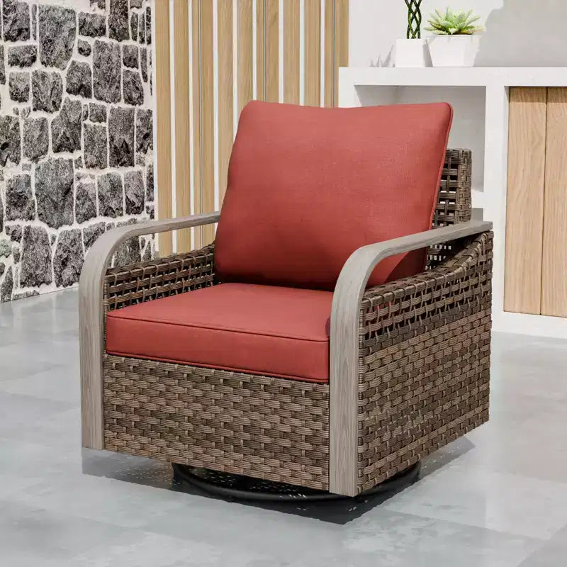Chaise berçante EAGLE PEAK, fauteuil pivotant à bascule, mobilier de jardin en rotin, 1 chaise