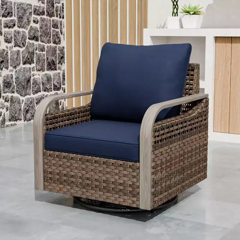 Chaise berçante EAGLE PEAK, fauteuil pivotant à bascule, mobilier de jardin en rotin, 1 chaise