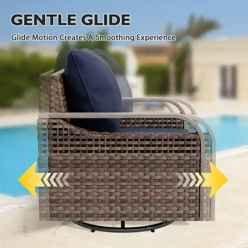 Chaise berçante EAGLE PEAK, fauteuil pivotant à bascule, mobilier de jardin en rotin, 1 chaise