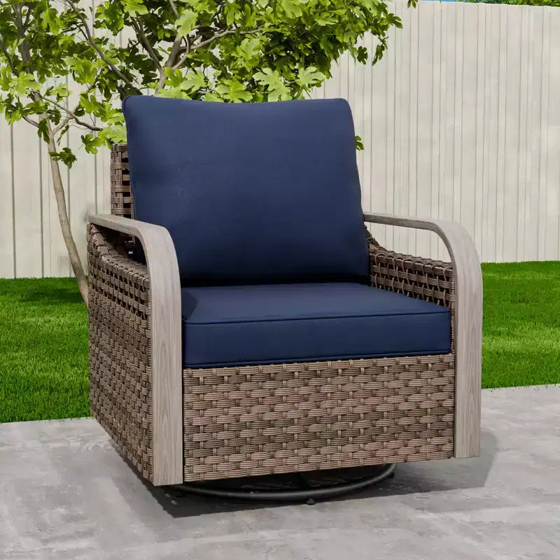Chaise berçante EAGLE PEAK, fauteuil pivotant à bascule, mobilier de jardin en rotin, 1 chaise