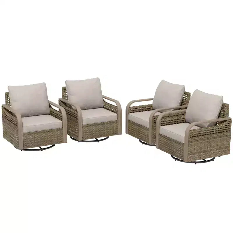 EAGLE PEAK Fauteuil à bascule d'extérieur en osier, Fauteuil à bascule pivotant, Meubles de patio en rotin, 4 chaises