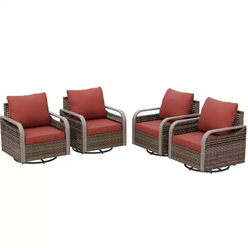 EAGLE PEAK Fauteuil à bascule d'extérieur en osier, Fauteuil à bascule pivotant, Meubles de patio en rotin, 4 chaises