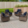 EAGLE PEAK Fauteuil à bascule d'extérieur en osier, Fauteuil à bascule pivotant, Meubles de patio en rotin, 4 chaises