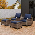 EAGLE PEAK Wicker Outdoor Glider Rocking Chair, Swivel Rocker, 2 Chairs 2 Ottomans, 4 Piece