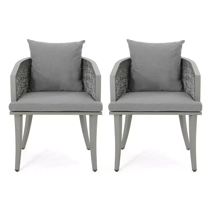 Fauteuils de jardin GDFStudio San Juan en fer et osier avec coussins (lot de 2)