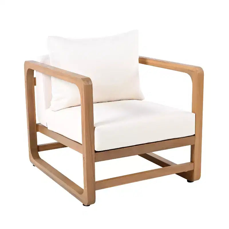Christopher Knight Home Wisp Chaise Club Oversize d'extérieur Moderne en Bois d'Acacia avec Coussins