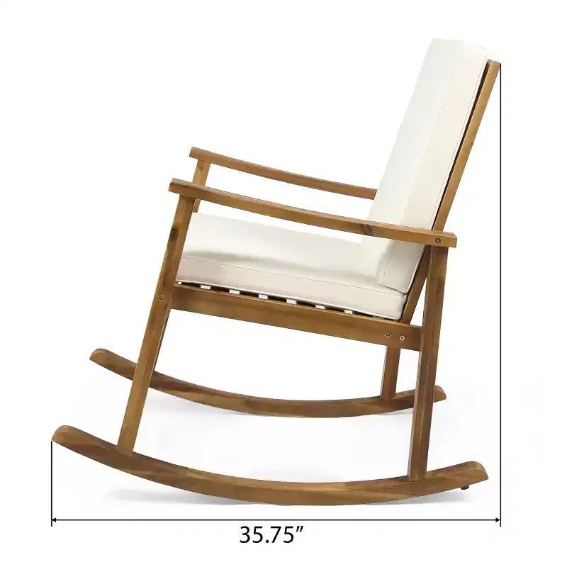 Fauteuil à bascule moderne d'extérieur en bois d'acacia avec coussins Christopher Knight Home Murad