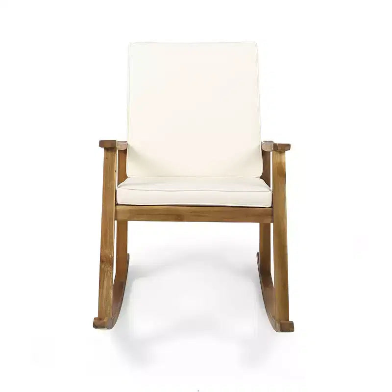 Fauteuil à bascule moderne d'extérieur en bois d'acacia avec coussins Christopher Knight Home Murad