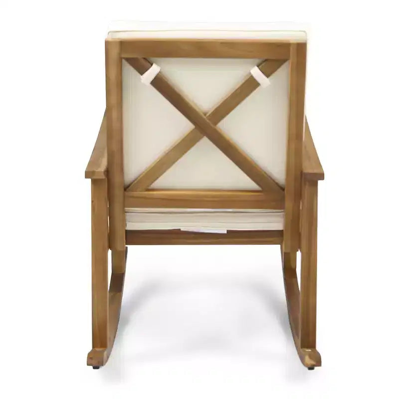 Fauteuil à bascule moderne d'extérieur en bois d'acacia avec coussins Christopher Knight Home Murad