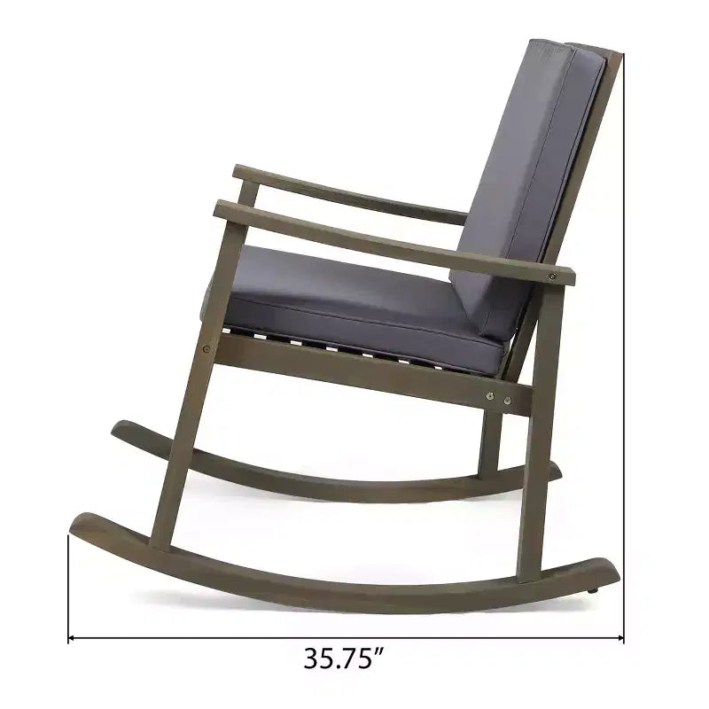 Fauteuil à bascule moderne d'extérieur en bois d'acacia avec coussins Christopher Knight Home Murad