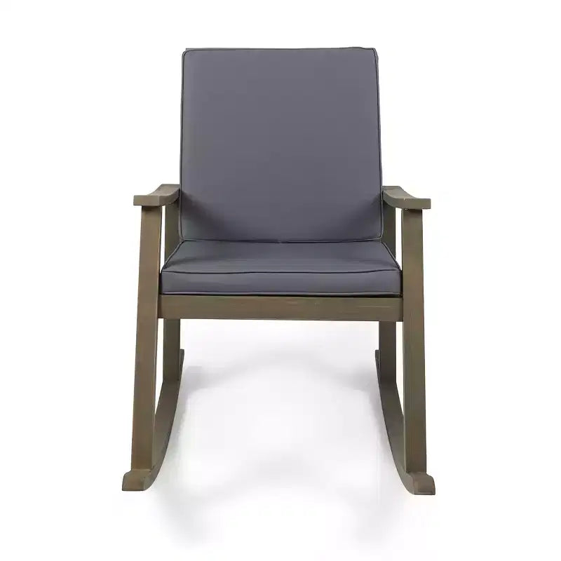 Fauteuil à bascule moderne d'extérieur en bois d'acacia avec coussins Christopher Knight Home Murad