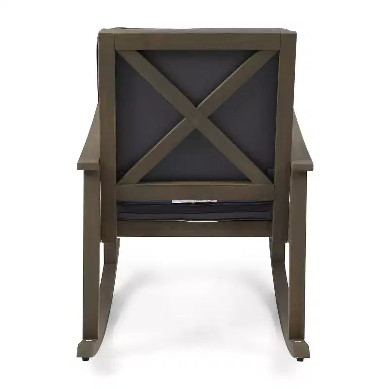 Fauteuil à bascule moderne d'extérieur en bois d'acacia avec coussins Christopher Knight Home Murad