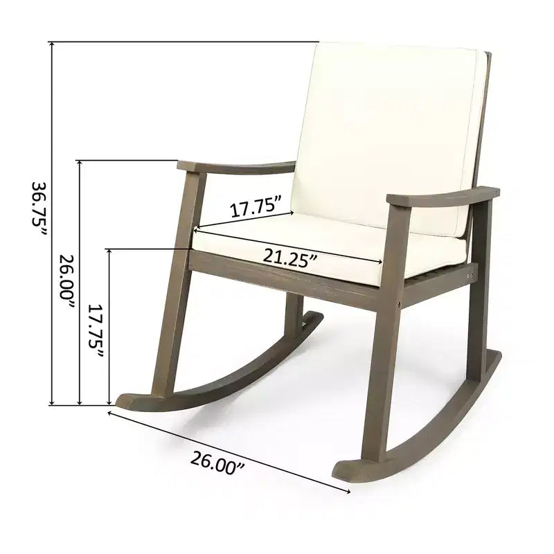 Fauteuil à bascule moderne d'extérieur en bois d'acacia avec coussins Christopher Knight Home Murad
