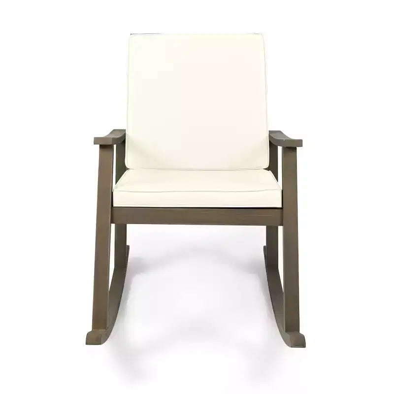 Fauteuil à bascule moderne d'extérieur en bois d'acacia avec coussins Christopher Knight Home Murad