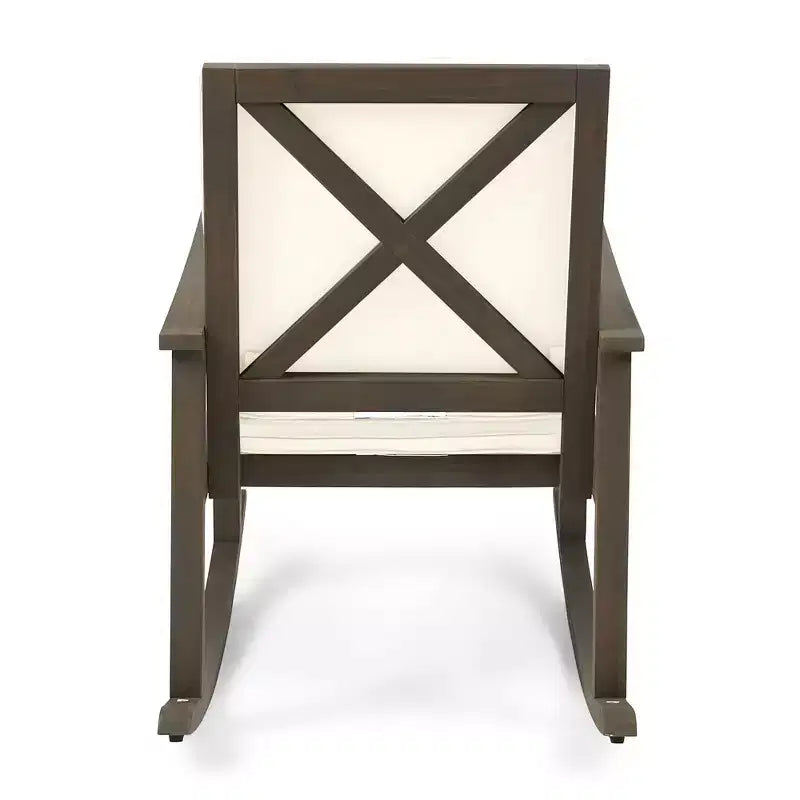 Fauteuil à bascule moderne d'extérieur en bois d'acacia avec coussins Christopher Knight Home Murad