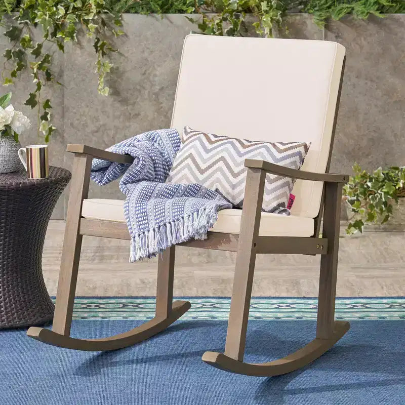 Christopher Knight Home Murad Modern Patio Acacia Wood Rocking Chair with Cushions