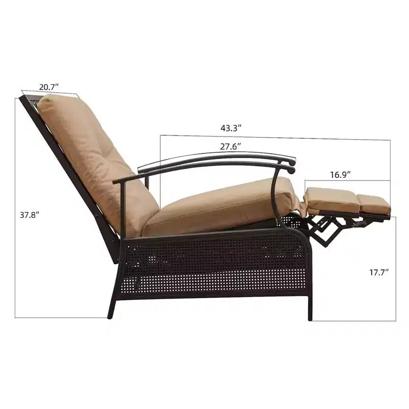 Chilienne d'extérieur réglable CLIHOME, chaise longue de jardin inclinable avec cadre en métal extensible et coussins