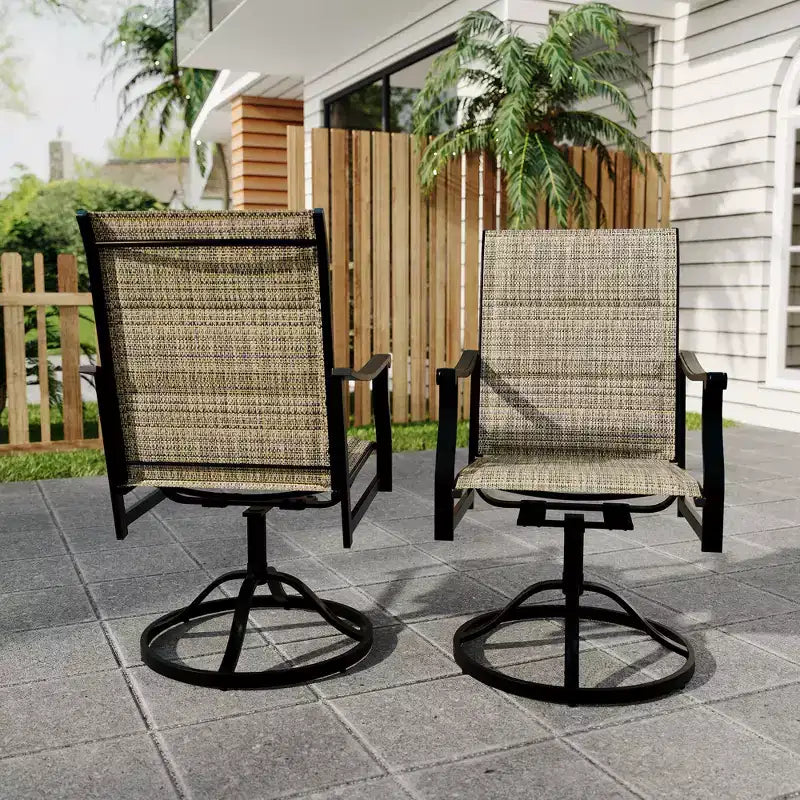 Chaises de salle à manger pivotantes d'extérieur avec dossier respirant en textilène, chaises à bascule pivotantes de patio pour la pelouse ou le jardin au bord de la piscine