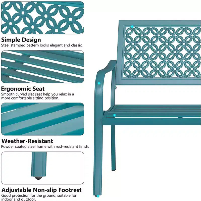 Banc de jardin à dossier sculpté floral GRANDPATIO