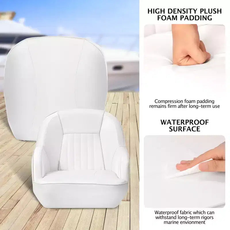 Siège baquet de capitaine de ponton avec rembourrage éponge épaissi, fauteuils de pêche pour bateaux, tourisme, bateau à moteur, canoë - 1 pièce