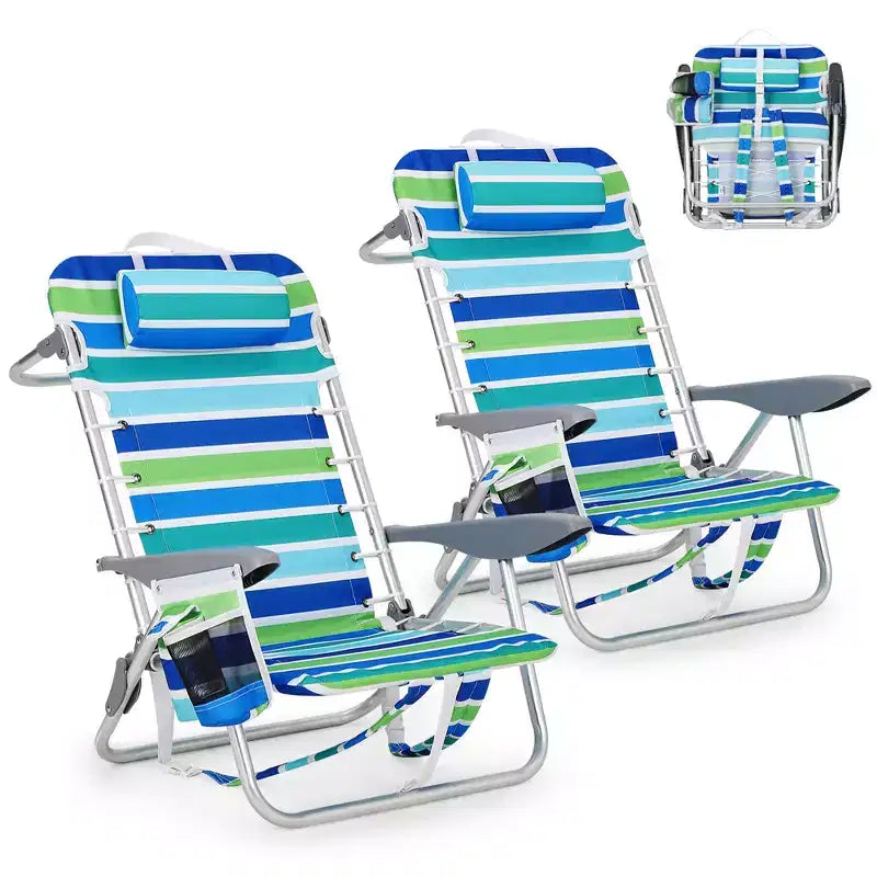 Dossier en corde, appui-tête et sac de rangement, chaise de plage pliante d'extérieur, portable et durable