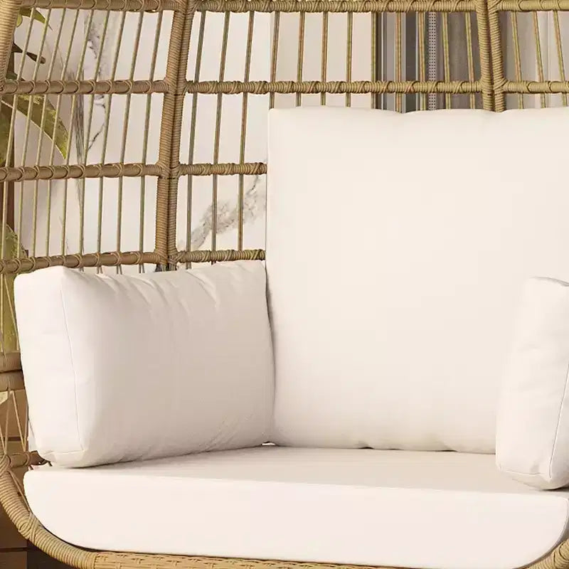 Fauteuil œuf surdimensionné GustoWave en osier avec coussins, chaise longue en rotin avec structure en acier pour patio, véranda ou intérieur