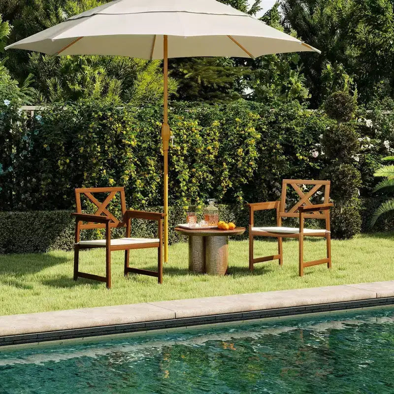 HOMLUX Lot de 2 fauteuils de jardin d'extérieur avec coussin, dossier en X, huile de teck