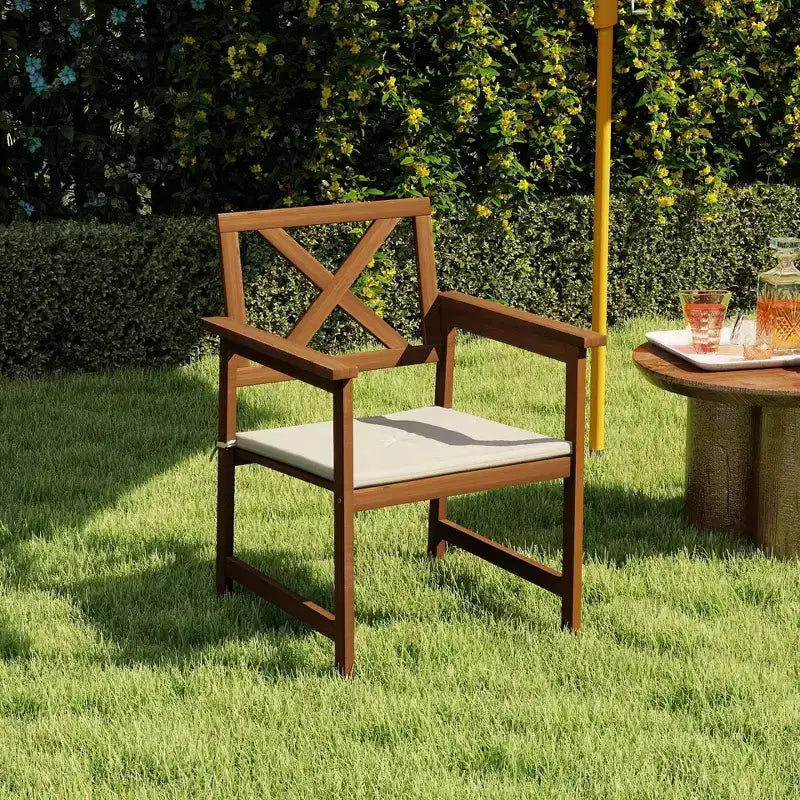 HOMLUX Lot de 2 fauteuils de jardin d'extérieur avec coussin, dossier en X, huile de teck