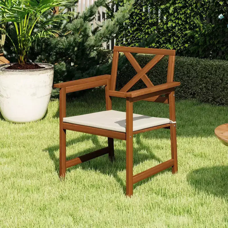HOMLUX Lot de 2 fauteuils de jardin d'extérieur avec coussin, dossier en X, huile de teck
