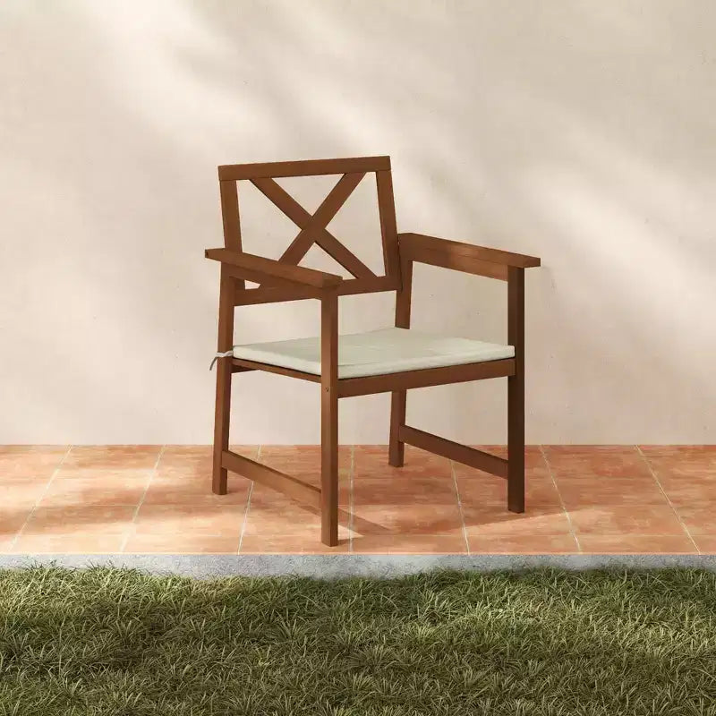 HOMLUX Lot de 2 fauteuils de jardin d'extérieur avec coussin, dossier en X, huile de teck