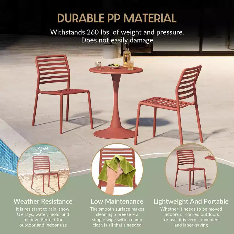 Chaises de salle à manger d'extérieur empilables en résine de polypropylène WestinTrends Playa (lot de 2)