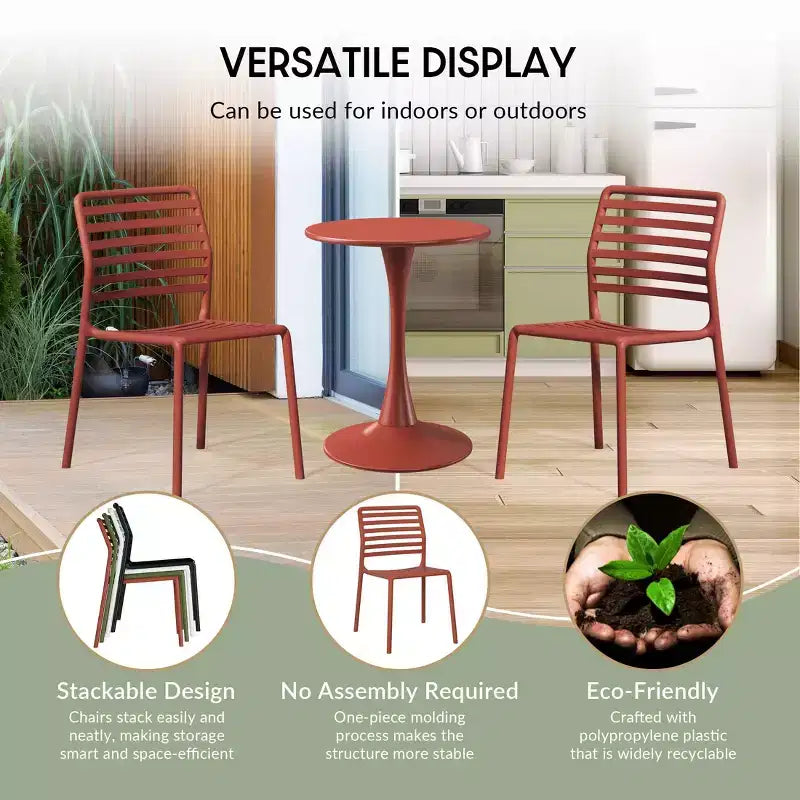 Chaises de salle à manger d'extérieur empilables en résine de polypropylène WestinTrends Playa (lot de 2)