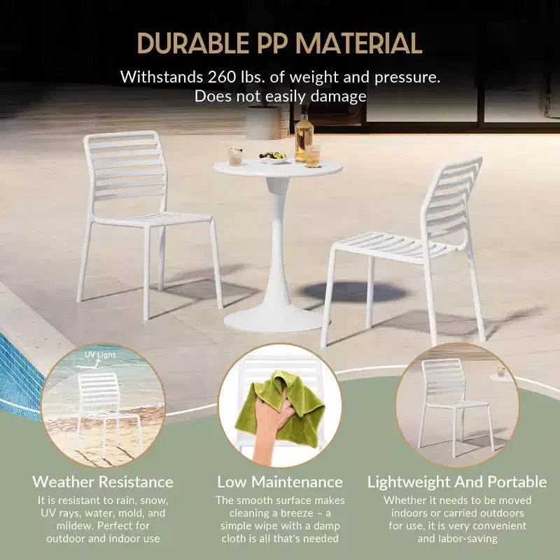 Chaises de salle à manger d'extérieur empilables en résine de polypropylène WestinTrends Playa (lot de 2)
