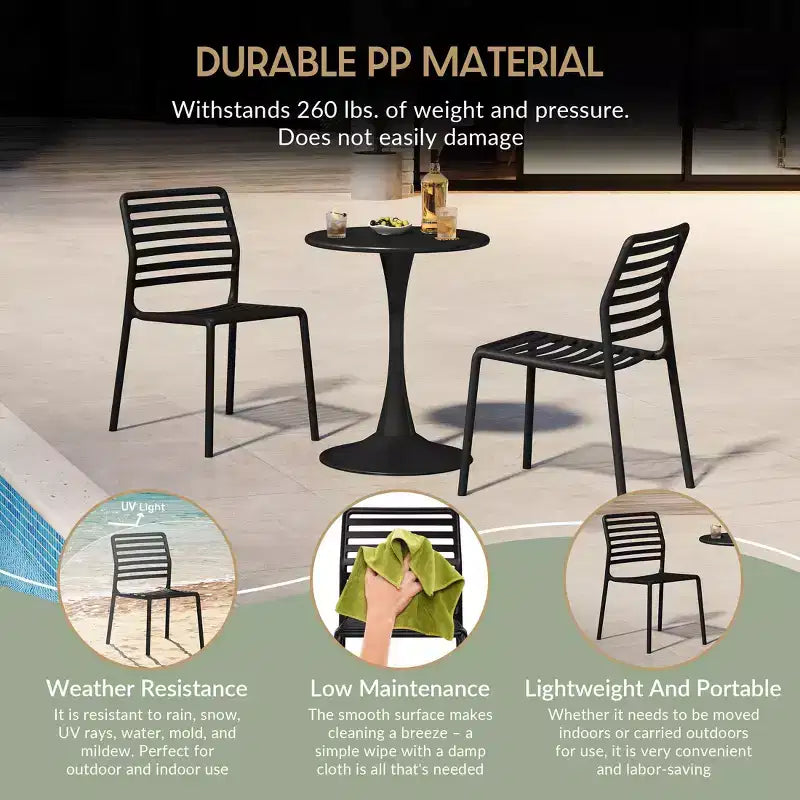 Chaises de salle à manger d'extérieur empilables en résine de polypropylène WestinTrends Playa (lot de 2)