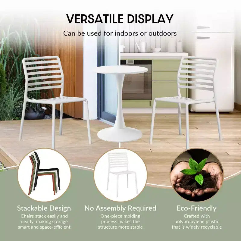 Chaises de salle à manger d'extérieur empilables en résine de polypropylène WestinTrends Playa (lot de 2)