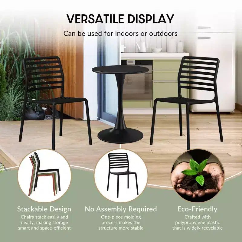 Chaises de salle à manger d'extérieur empilables en résine de polypropylène WestinTrends Playa (lot de 2)