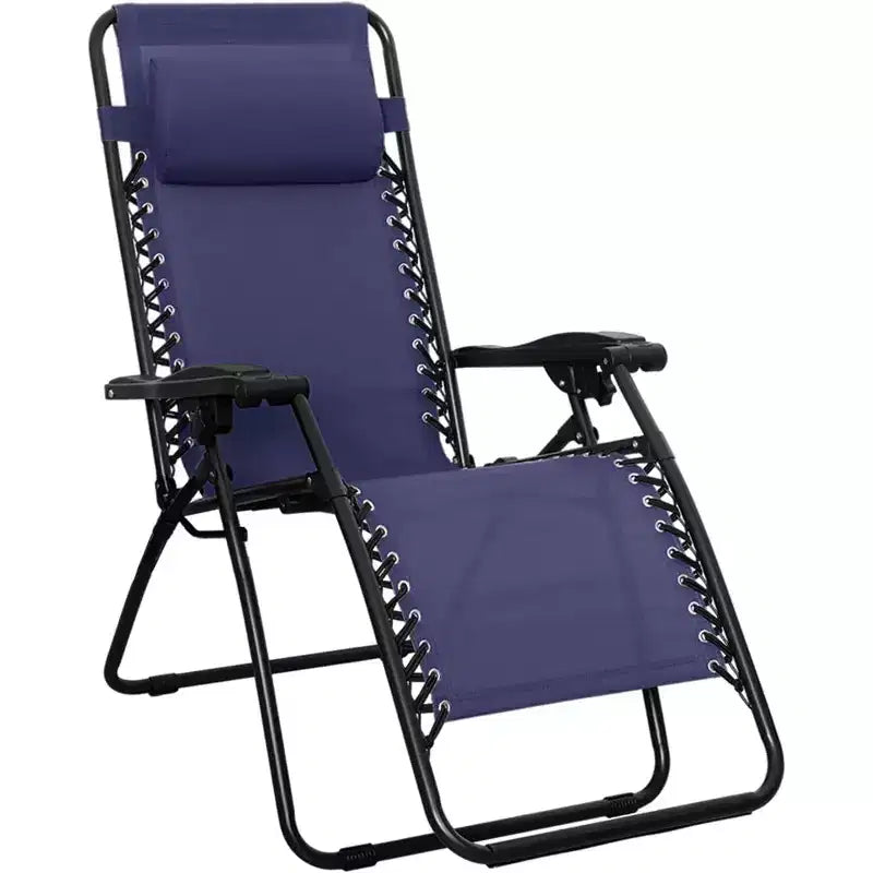 Summit Adventure Adjustable Zero Gravity Chair  Patio Lounge Recliner with Pillow, Blue