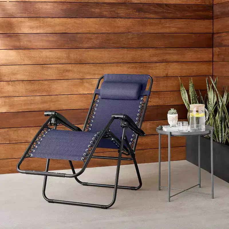 Chaise longue zéro gravité réglable Summit Adventure pour patio avec oreiller, bleue