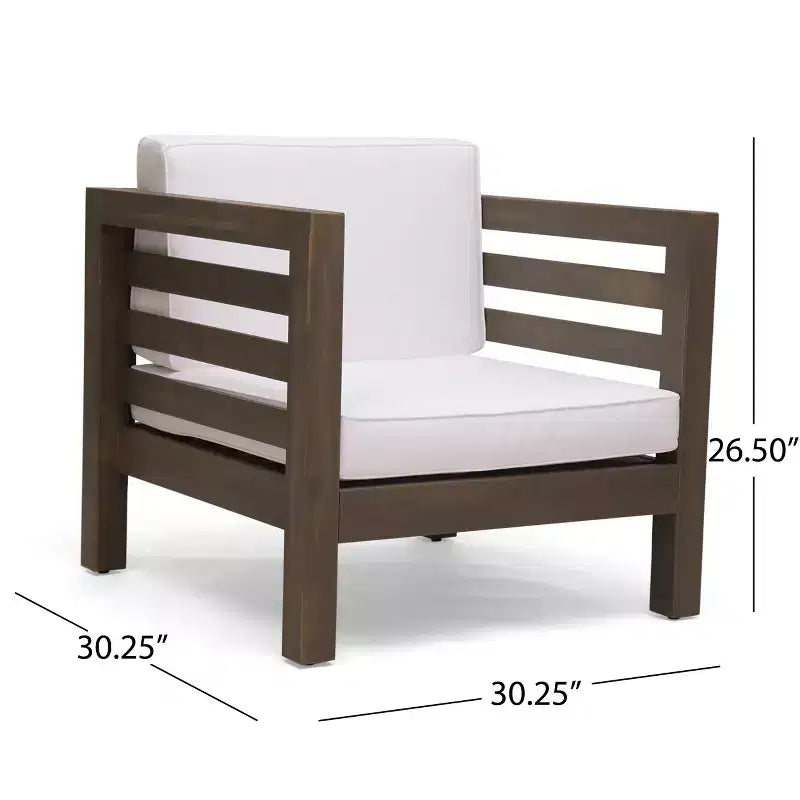 Fauteuils de jardin Cascada en bois d'acacia avec coussins GDFStudio (Lot de 2)